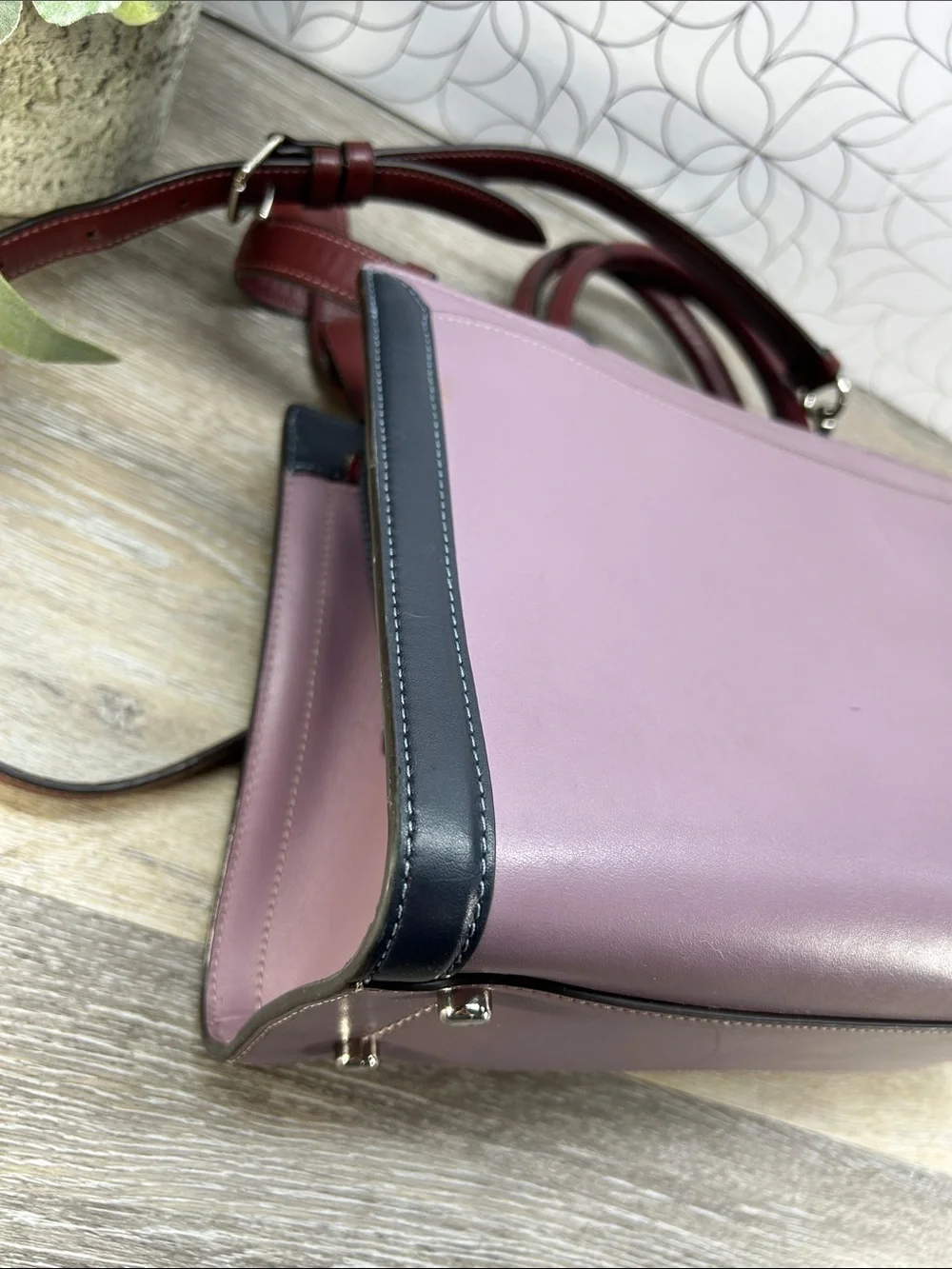 Coach purple and Burgundy Leather Satchel